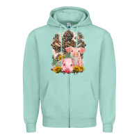Seafoam Western Pigs with Crosses Zipper Hoodie - LillyAllenDesigns