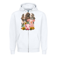 White Western Pigs with Crosses Zipper Hoodie - LillyAllenDesigns