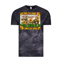 Cloud Black Western Charolais Bull With Sunflowers Vintage Tee - LillyAllenDesigns