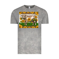 Cloud Rock Western Charolais Bull With Sunflowers Vintage Tee - LillyAllenDesigns