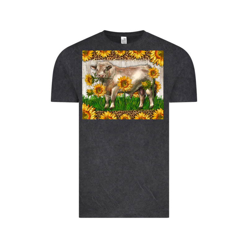 Western Charolais Bull With Sunflowers Vintage Tee by LillyAllenDesigns | Teevron