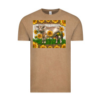 Vintage Coffee Western Charolais Bull With Sunflowers Vintage Tee - LillyAllenDesigns