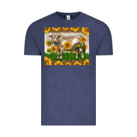 Vintage Denim Western Charolais Bull With Sunflowers Vintage Tee - LillyAllenDesigns