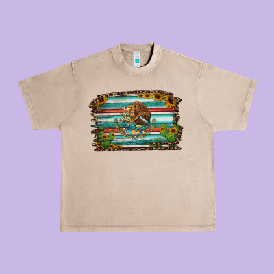 Cactus Turquoise Serape Leopard Mexican Flag Urban Heavy Tee Designed By Jasminsmagicworld