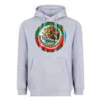 Heather Grey Mexico Coat of Arms Heavyweight Hoodie - texasbilliewilder