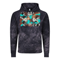 Cloud Black western cowhide turquoise and wood background Vintage Hoodie - Artiststas