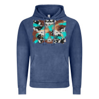 Vintage Denim western cowhide turquoise and wood background Vintage Hoodie - Artiststas