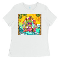 White hello summer gnomes Ladies Tee - Zillion Design Studio