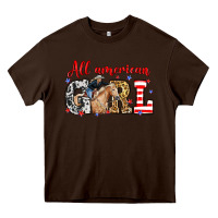 Chocolate Brown All American girl with cowgirl Heavy Core Tee - Neo Western