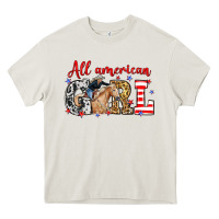 Cream All American girl with cowgirl Heavy Core Tee - Neo Western