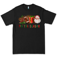 Black Tis The Season Christmas With Football And Santa Premium Tee - FaDigitalArtStudio