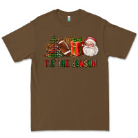 Cacao Tis The Season Christmas With Football And Santa Premium Tee - FaDigitalArtStudio