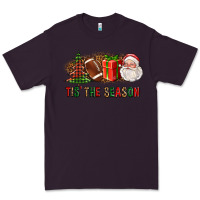 Plum Tis The Season Christmas With Football And Santa Premium Tee - FaDigitalArtStudio