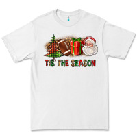 White Tis The Season Christmas With Football And Santa Premium Tee - FaDigitalArtStudio