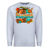 Heather Grey Teacher pumpkin Premium Sweatshirt - NancyCooperArtShop