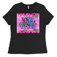 Black cute and fluffy stitch Ladies Tee - Zillion Design Studio