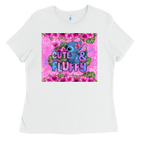 White cute and fluffy stitch Ladies Tee - Zillion Design Studio