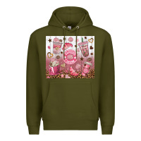 Army Green cafecito y chisme with leopard tumbler tbs Premium Hoodie - TumblerDesignByShophia