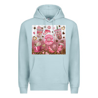 Blue Mist cafecito y chisme with leopard tumbler tbs Premium Hoodie - TumblerDesignByShophia
