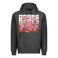 Charcoal Heather cafecito y chisme with leopard tumbler tbs Premium Hoodie - TumblerDesignByShophia