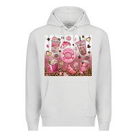 Dove Grey cafecito y chisme with leopard tumbler tbs Premium Hoodie - TumblerDesignByShophia