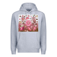 Heather Grey cafecito y chisme with leopard tumbler tbs Premium Hoodie - TumblerDesignByShophia