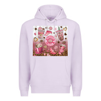 Lilac cafecito y chisme with leopard tumbler tbs Premium Hoodie - TumblerDesignByShophia