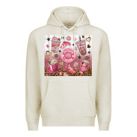 Oatmeal Heather cafecito y chisme with leopard tumbler tbs Premium Hoodie - TumblerDesignByShophia