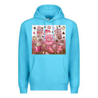 Ocean Blue cafecito y chisme with leopard tumbler tbs Premium Hoodie - TumblerDesignByShophia