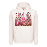 Pale Pink cafecito y chisme with leopard tumbler tbs Premium Hoodie - TumblerDesignByShophia