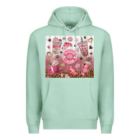 Seafoam cafecito y chisme with leopard tumbler tbs Premium Hoodie - TumblerDesignByShophia
