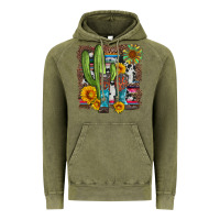 Vintage Olive western cactus with cowboy boots and sunflowers Vintage Hoodie - Artiststas