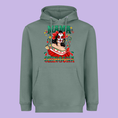 Mama Chingona Skull Heavyweight Hoodie Designed By Texasbilliewilder