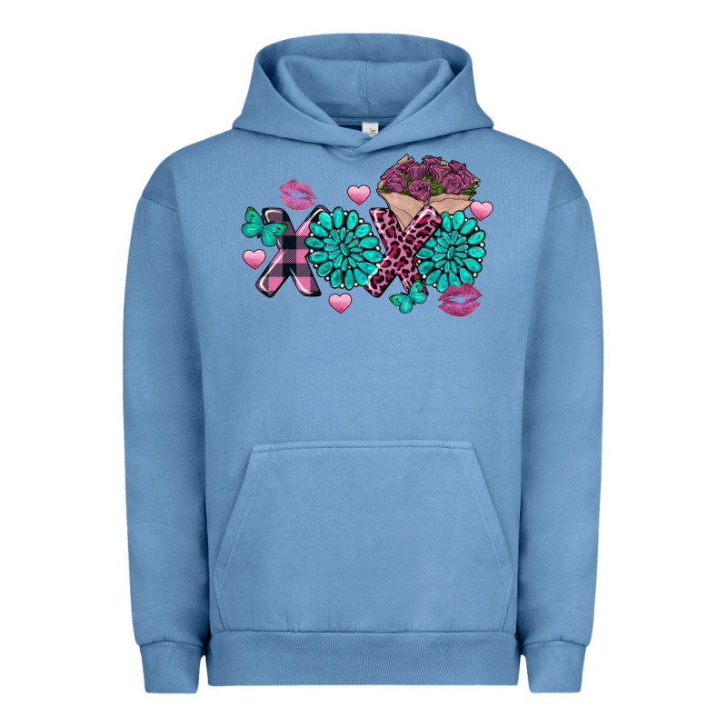 Xoxo Valentine's Day Turquoise Gemstone Urban Hoodie by FaDigitalArtStudio | Teevron