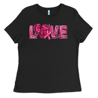 Black Breast Cancer Love Ladies Tee - texasbilliewilder