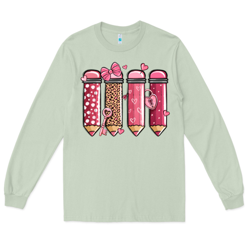 Valentine' Day Teacher School Pencils Long Sleeve Tee by MaliasSmallBusiness | Teevron