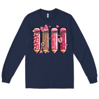 Navy valentine' day teacher school pencils Long Sleeve Tee - MaliasSmallBusiness