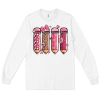 White valentine' day teacher school pencils Long Sleeve Tee - MaliasSmallBusiness