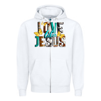 White Love Like Jesus Zipper Hoodie - LillyAllenDesigns