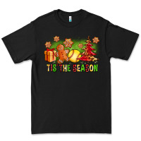 Black Tis The Season Christmas With Softball And Gingerbread Man Premium Tee - FaDigitalArtStudio