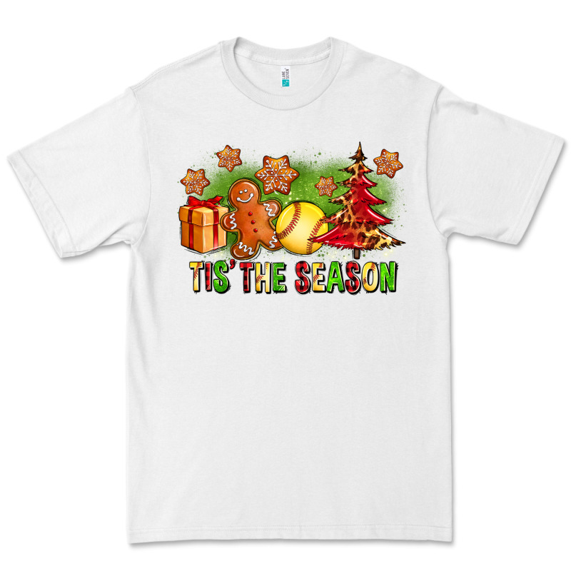 Tis The Season Christmas With Softball And Gingerbread Man Premium Tee by FaDigitalArtStudio | Teevron