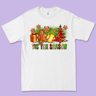 Tis The Season Christmas With Softball And Gingerbread Man Premium Tee Designed By Fadigitalartstudio