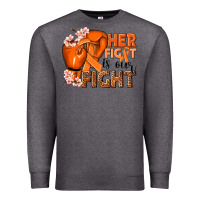 Charcoal Heather Her fight is our fight Kidney Cancer orange ribbon Premium Sweatshirt - NancyCooperArtShop