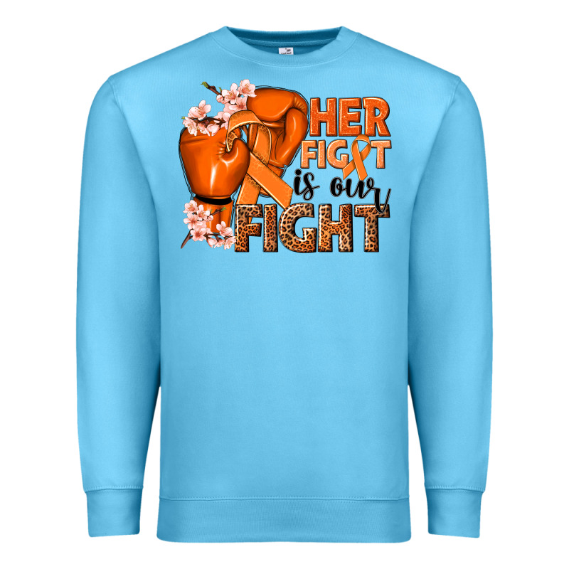 Her Fight Is Our Fight Kidney Cancer Orange Ribbon Premium Sweatshirt by NancyCooperArtShop | Teevron