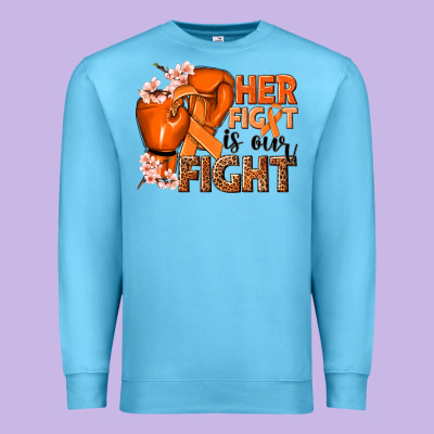 Her Fight Is Our Fight Kidney Cancer Orange Ribbon Premium Sweatshirt Designed By Nancycooperartshop