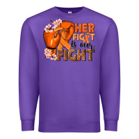 Purple Her fight is our fight Kidney Cancer orange ribbon Premium Sweatshirt - NancyCooperArtShop