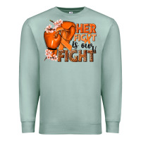 Seafoam Her fight is our fight Kidney Cancer orange ribbon Premium Sweatshirt - NancyCooperArtShop