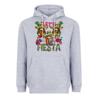 Heather Grey Let's Fiesta with gnomes Heavyweight Hoodie - NancyCooperArtShop