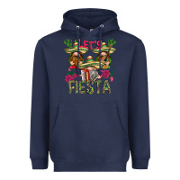 Navy Let's Fiesta with gnomes Heavyweight Hoodie - NancyCooperArtShop
