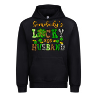 Black St. Patrick's Somebody's lucky as husband Urban Hoodie - OliviaCreatesArt